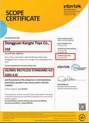 祝東莞市康特玩具有限公司2022年一次性通過全球回收標(biāo)準(zhǔn)GRS認(rèn)證